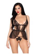 Scalloped Lace Mesh Babydoll Set