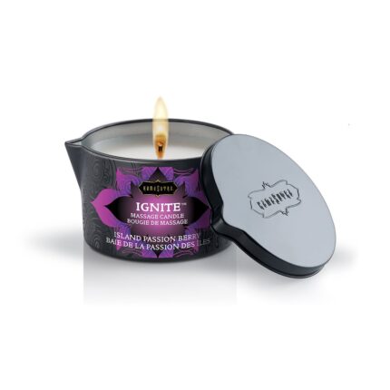 The Ignite Massage Candle melting into a warm, skin-conditioning massage oil.